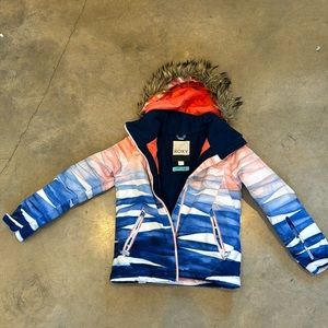 Roxy girls ski snow jacket with fur hood